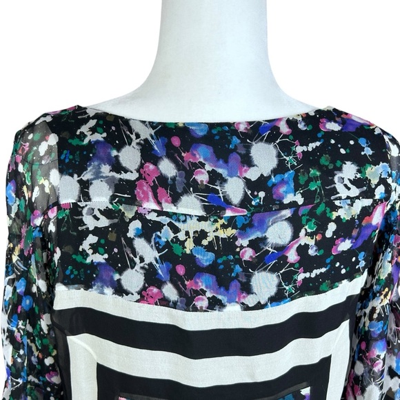 Vintage Diane Furstenberg Silk Dress 0 Floral Geometric Tabalah Bell Sleeve - Picture 7 of 14